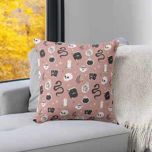 Mystic Boho Crystal Skull Snake Pattern Cushion