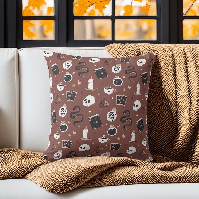 Mystic Boho Crystal Skull Snake Pattern Cushion (Creator Uploaded)