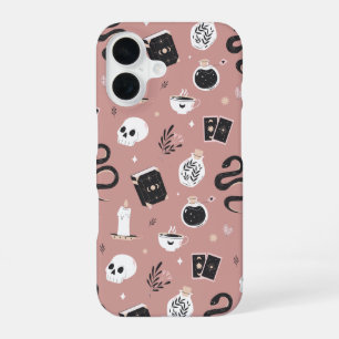 Mystic Boho Crystal Skull Snake Pattern iPhone 16 Case