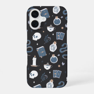 Mystic Boho Crystal Skull Snake Pattern iPhone 16 Case