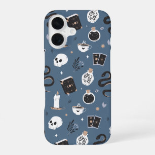 Mystic Boho Crystal Skull Snake Pattern iPhone 16 Case