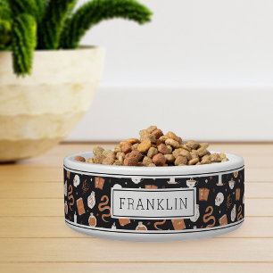 Mystic Boho Crystal Skull & Snake Pattern Pet Bowl