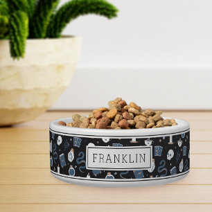 Mystic Boho Crystal Skull & Snake Pattern Pet Bowl