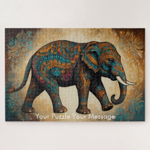 Mystic Boho Elephant Mandala Jigsaw Puzzle