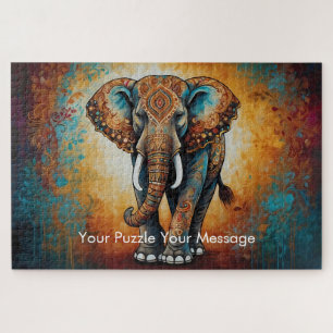 Mystic Boho Elephant Mandala Jigsaw Puzzle
