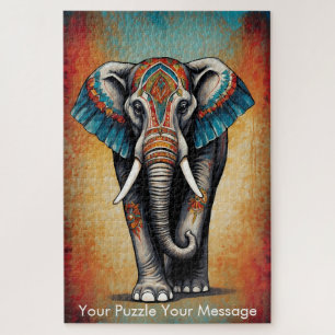 Mystic Boho Elephant Mandala Jigsaw Puzzle