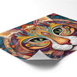 Mystic Boho Feline Mandala Poster