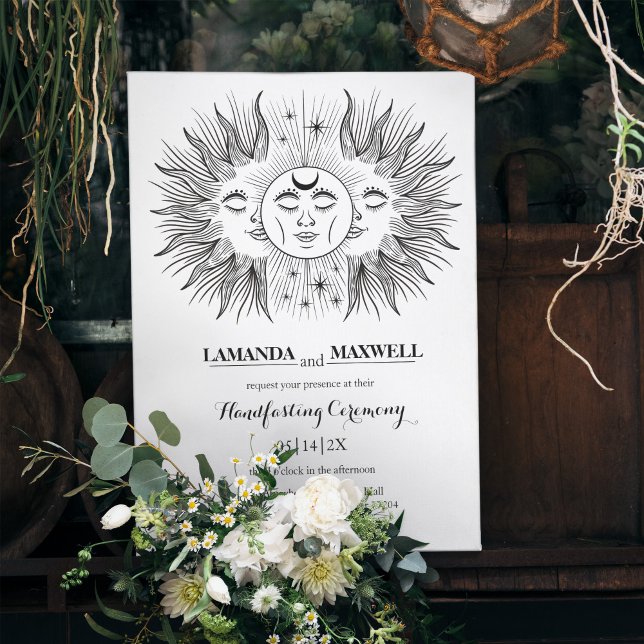 Mystic Boho Moon & Sun Celestial Handfasting Invitation (Creator Uploaded)