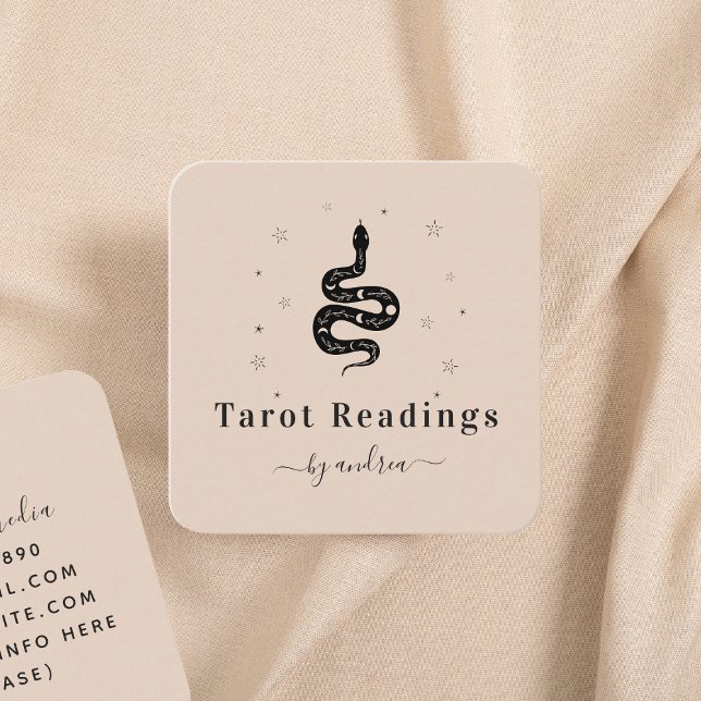 Mystic Boho Snake Moon Lunar Celestial Spiritual  Square Business Card (Creator Uploaded)