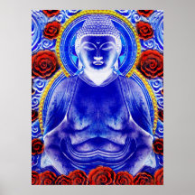 Mystic Buddha - Cool Blue & Red Tones