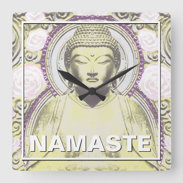 Mystic Buddha  - Neutral Tones Square Wall Clock (Front)