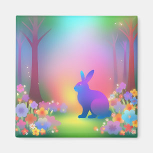 Mystic Bunny in Spring Forest Magnet