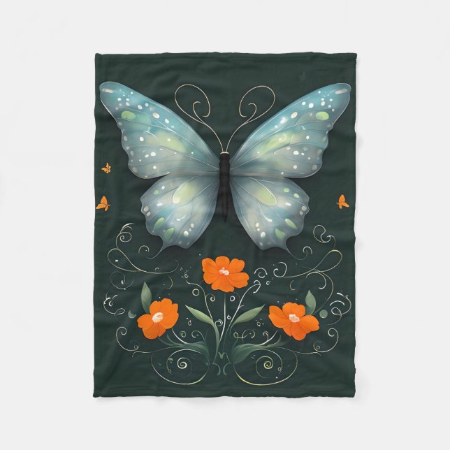 Mystic Butterfly Garden Fleece Blanket (Front)