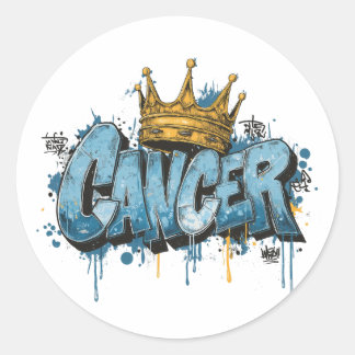 Mystic Cancer Zodiac Graffiti Airbrush with Crown Classic Round Sticker