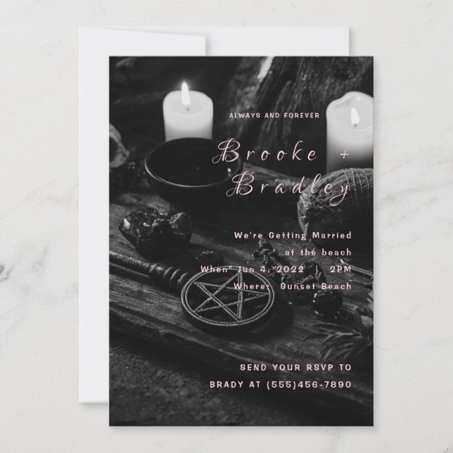 Mystic Candlelit Ritual Table Wedding Invitation (Front)