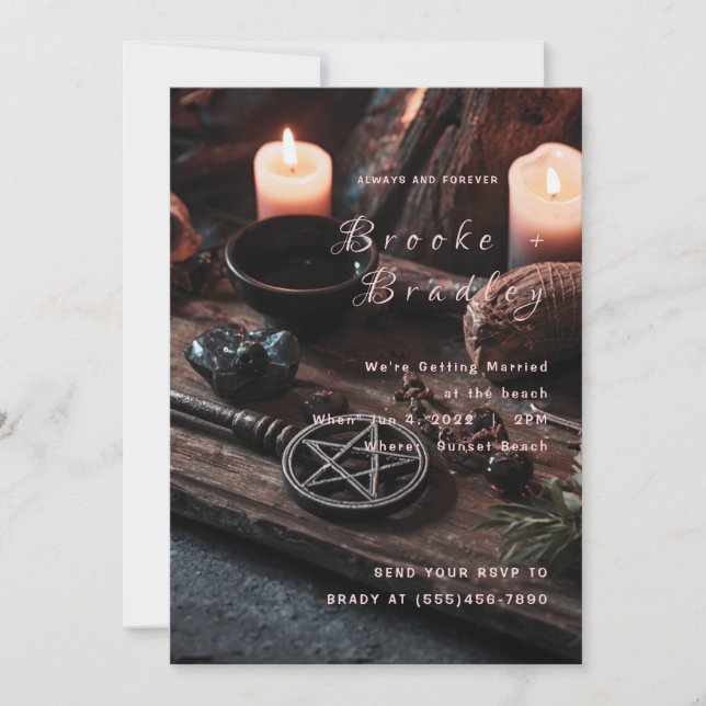 Mystic Candlelit Ritual Table Wedding Invitation (Front)