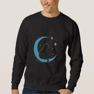 Mystic Cat on Blue Moon Night Sky Sweatshirt