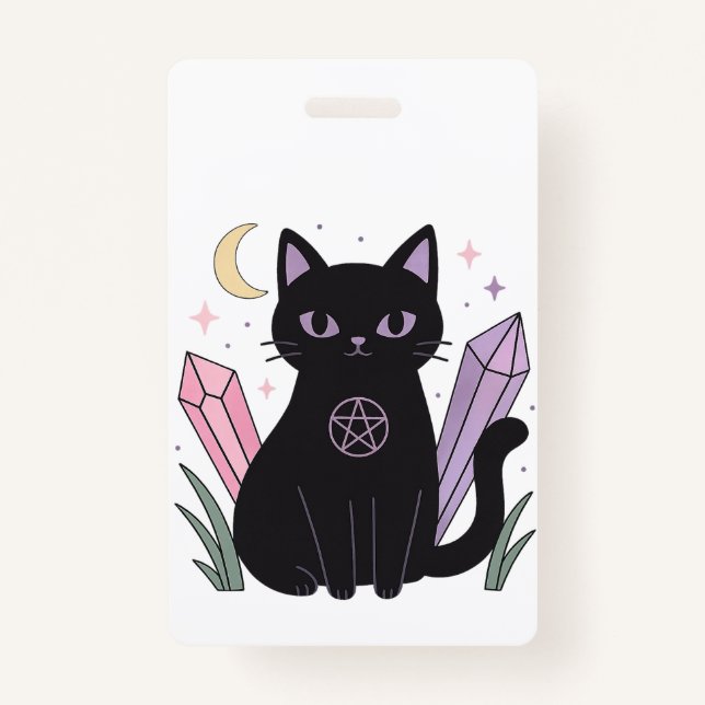 Mystic Cat” Pastel Goth Badge ID Badge (Front)