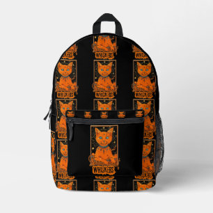 Mystic Cat & Tarot Orange Feline Art Printed Backpack