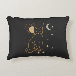 Mystic Cat Tote Bag- Minimalist Celestial Line Ar Decorative Cushion