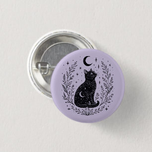 Mystic cat under the moon 3 cm round badge