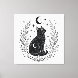Mystic cat under the moon canvas print
