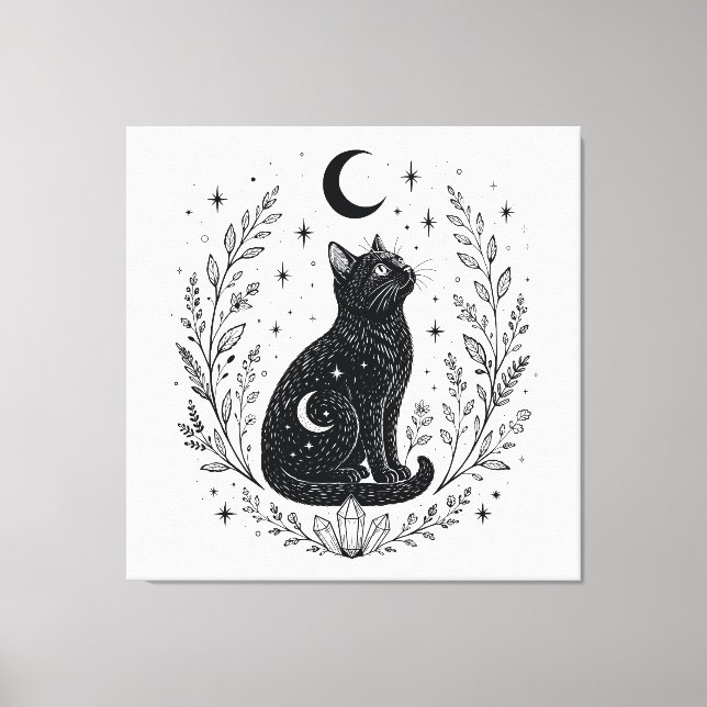 Mystic cat under the moon canvas print (Front)
