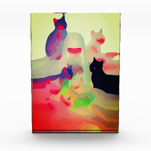 Mystic Cats & Spirits – Vibrant Abstract Anime Art Photo Block