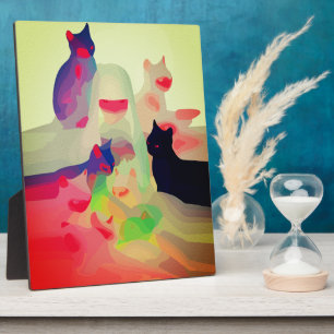 Mystic Cats & Spirits – Vibrant Abstract Anime Art Plaque