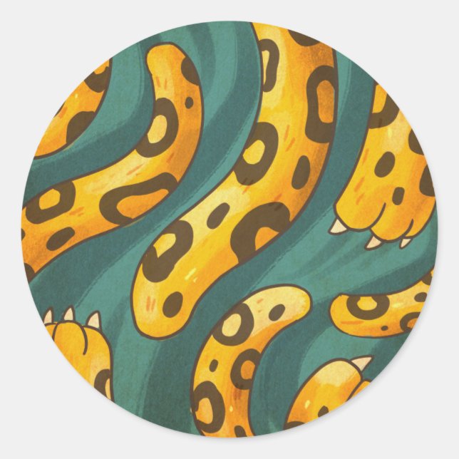 Mystic Cheetah - Animal Pattern Illustration Classic Round Sticker (Front)