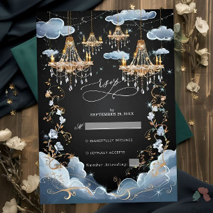 Mystic Clouds Opulent Chandelier Wedding RSVP Card