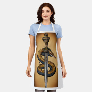 Mystic Coil Snake & Dagger Dragon Tee Apron