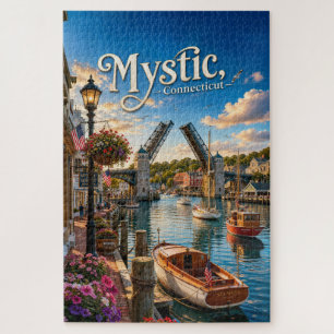 Mystic, Connecticut Drawbridge Harbour Sunset Jigsaw Puzzle