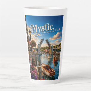 Mystic, Connecticut Drawbridge Harbour Sunset Latte Mug