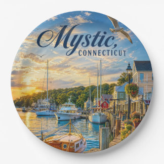 Mystic, Connecticut Harbour Sunset Paper Plate