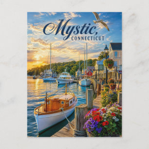 Mystic, Connecticut Harbour Sunset Postcard