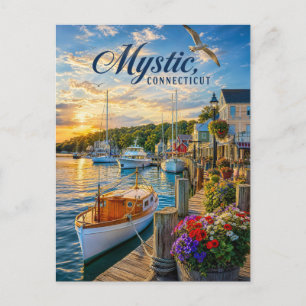 Mystic, Connecticut Harbour Sunset Postcard