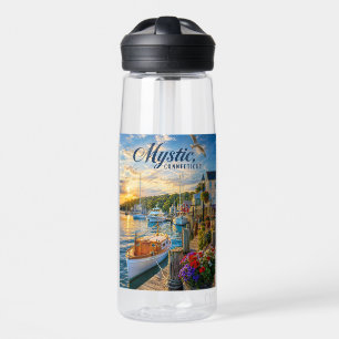 Mystic, Connecticut Harbour Sunset Water Bottle