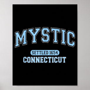 Mystic Connecticut Settled 1654 Vintage Arched Poster