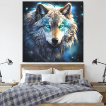 Mystic Cosmic Wolf Canvas Art