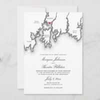 Mystic CT Map Elegant Black and White Wedding