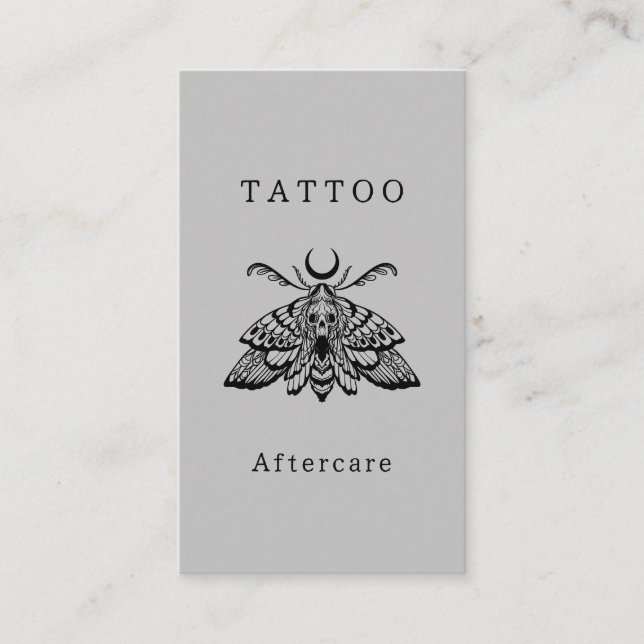 Mystic Death moth Tattoo Aftercare Instructions Business Card (Front)