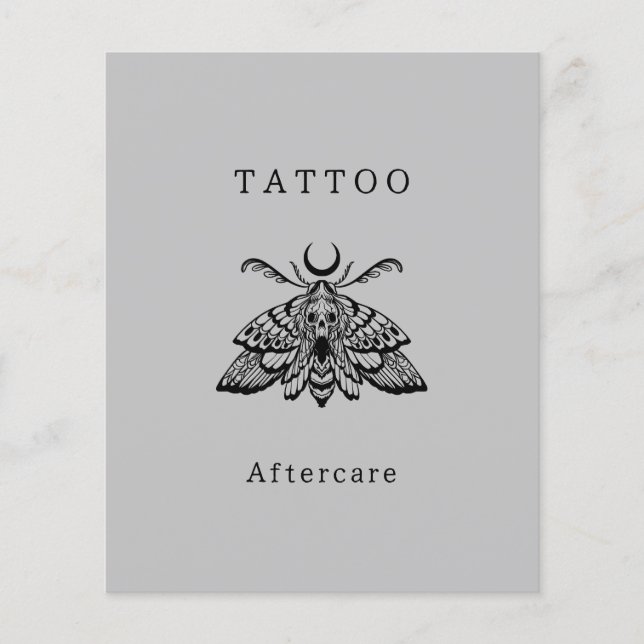 Mystic Death moth Tattoo Aftercare Instructions Flyer (Front)