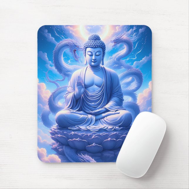 Mystic Dragon Buddha Meditation Mouse Mat (With Mouse)