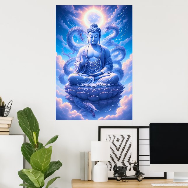 Mystic Dragon Buddha Meditation Poster (Home Office)