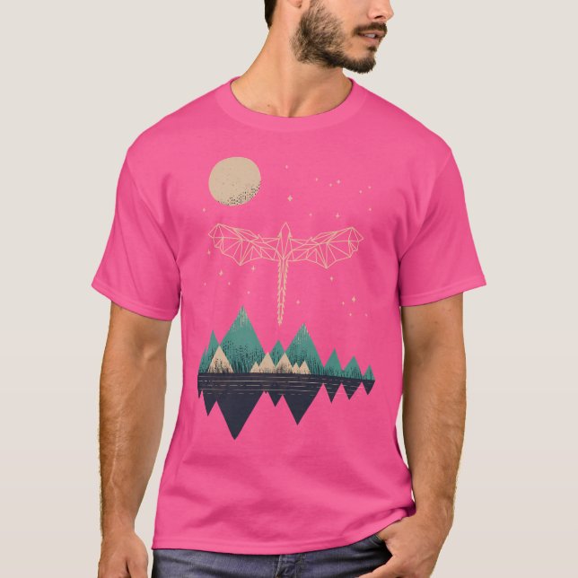 Mystic Dragon - Geometric Dragon Abstract Mountain T-Shirt (Front)