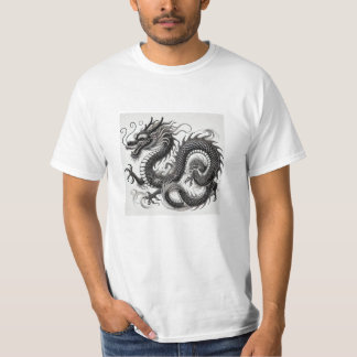 Mystic Dragon in Black and White Economics T-Shirt