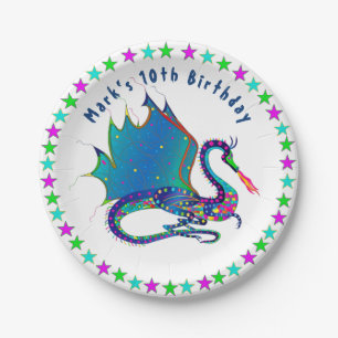 Mystic Dragon in Colorful Kaleidoscope Collection Paper Plate