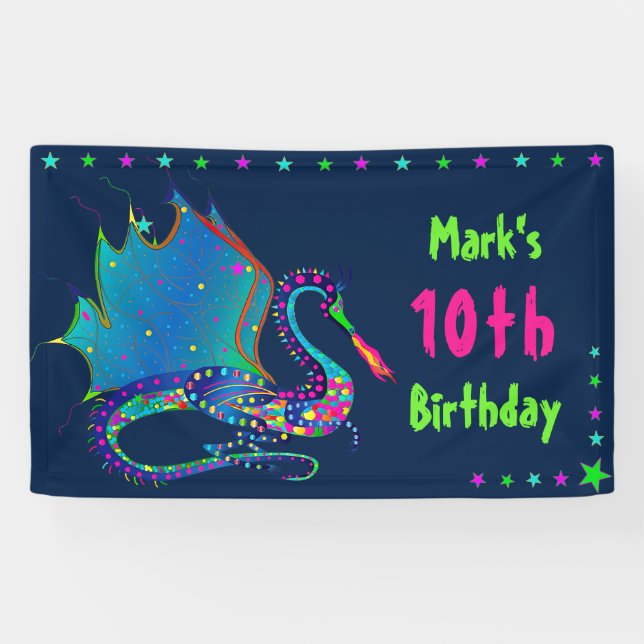 Mystic Dragon in Kaleidoscope Collection Birthday Banner (Horizontal)