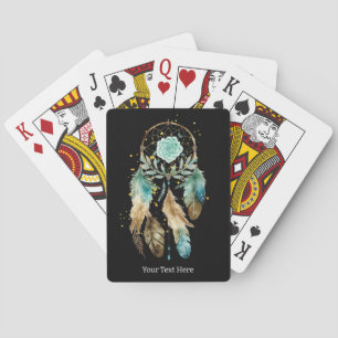 Mystic Dreamcatcher Spiritual Metaphysical Teal Playing Cards